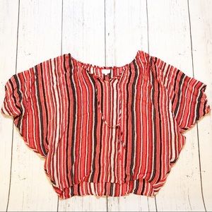 Parker orange black stripe boho short sleeve top S